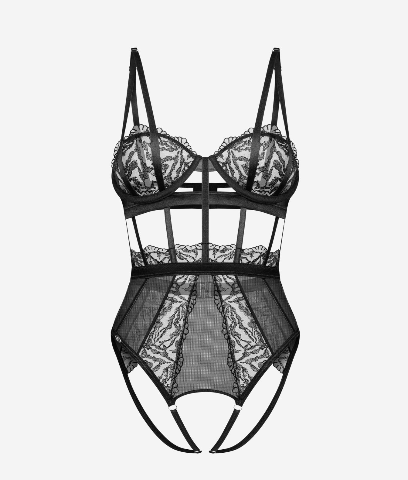 Obsessive Premium Hersis koronkowe body z otwartym krokiem