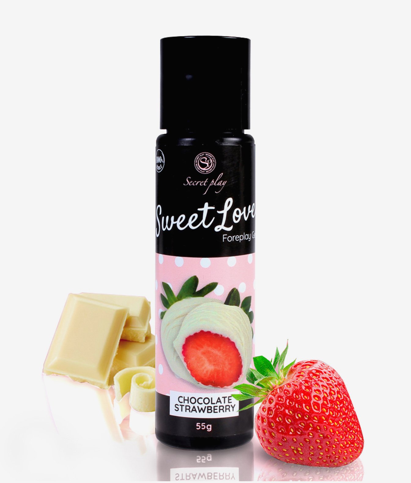 Secret Play strawberry white chocolate gel 60 ml Kremowy żel o smaku truskawek i czekolady