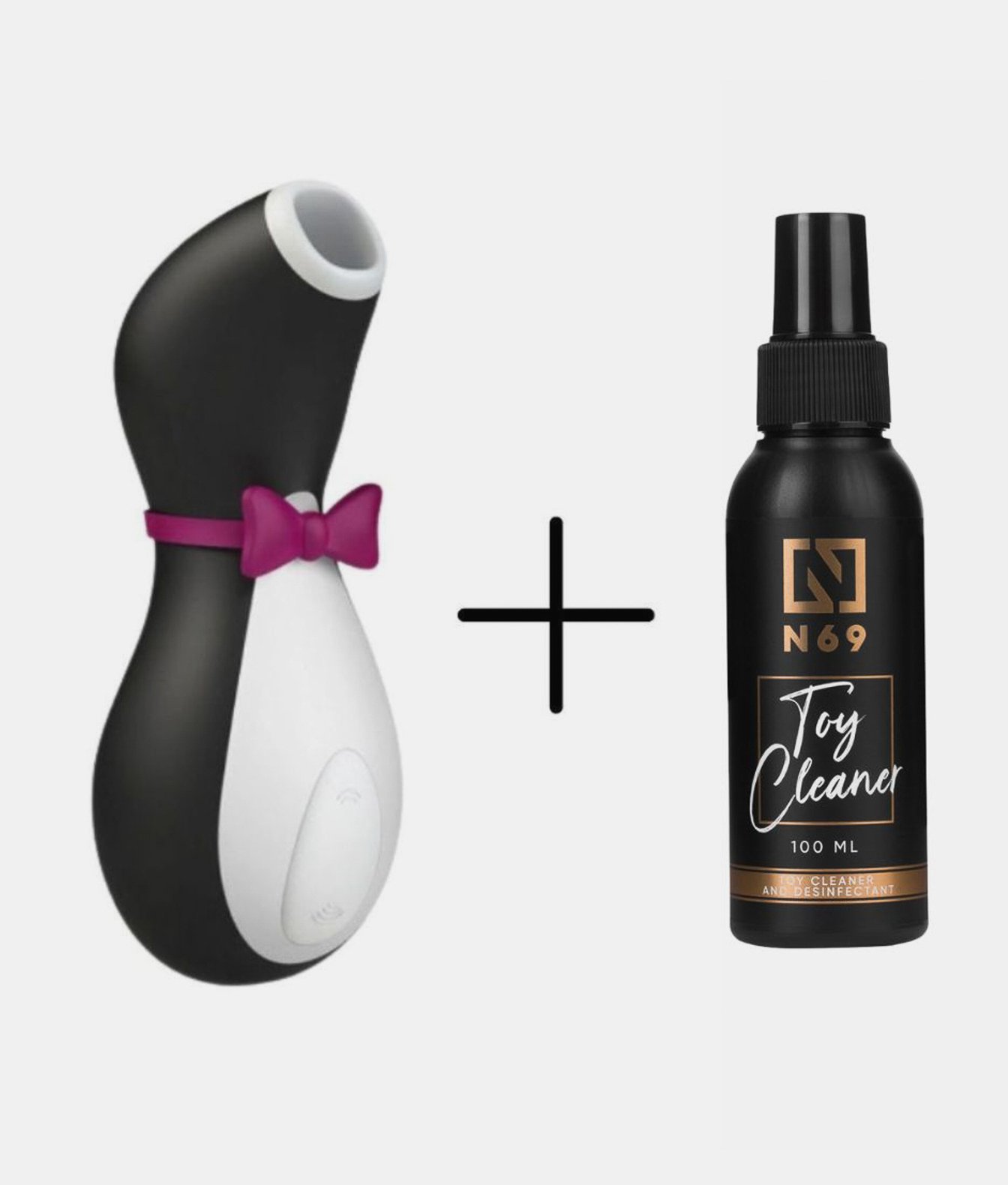Satisfyer zestaw Penguin bezdotykowy masażer + N69 Toy Cleaner