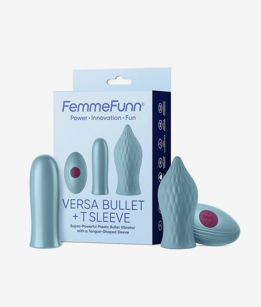 FemmeFunn versa bullet with t sleeve light blue bullet wibrator