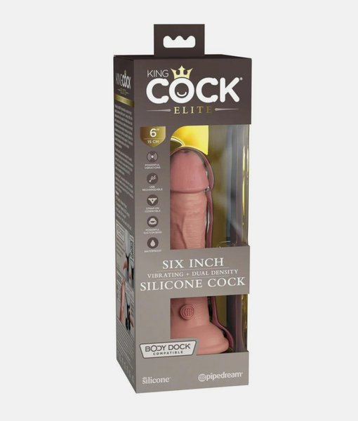 King Cock® Elite 6 Silicone Dual Density Cock z wibracjami