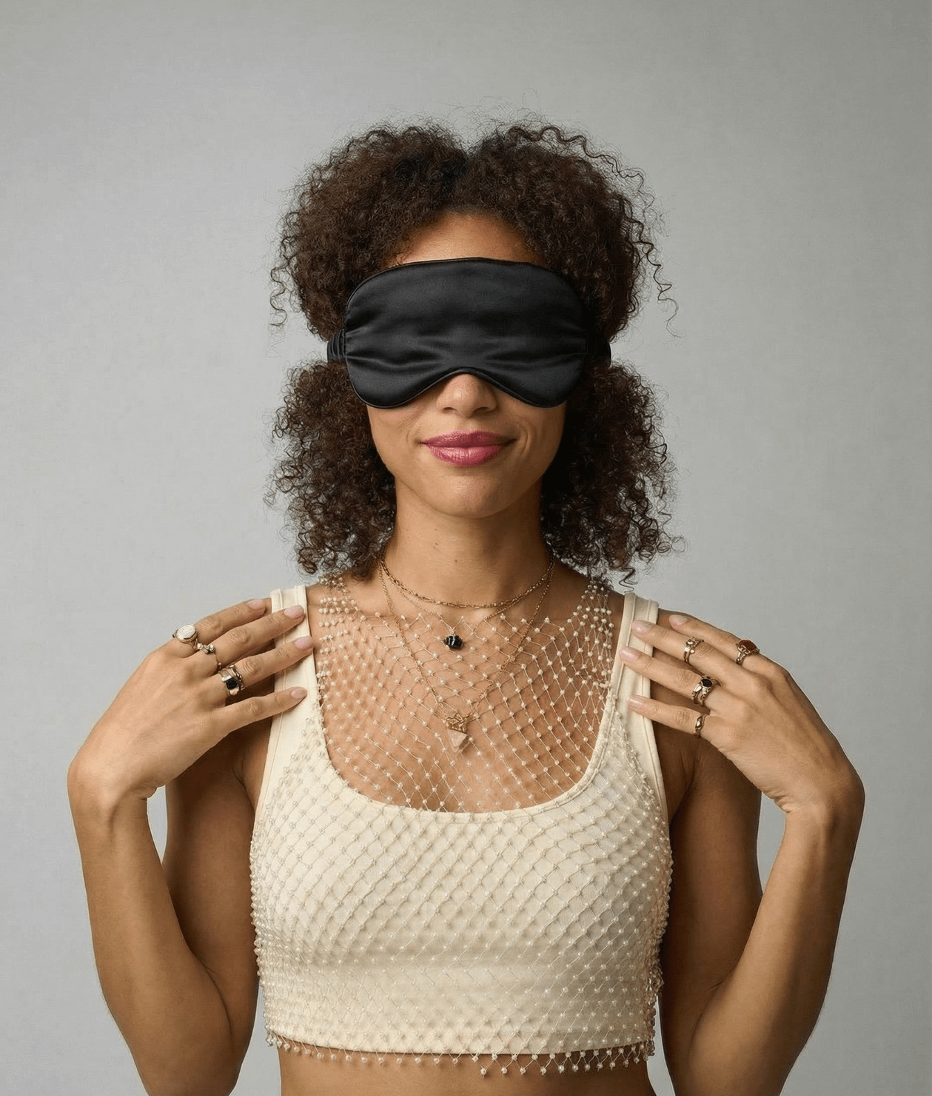 Mr. & Mrs. maska na oczy czarna z gumką