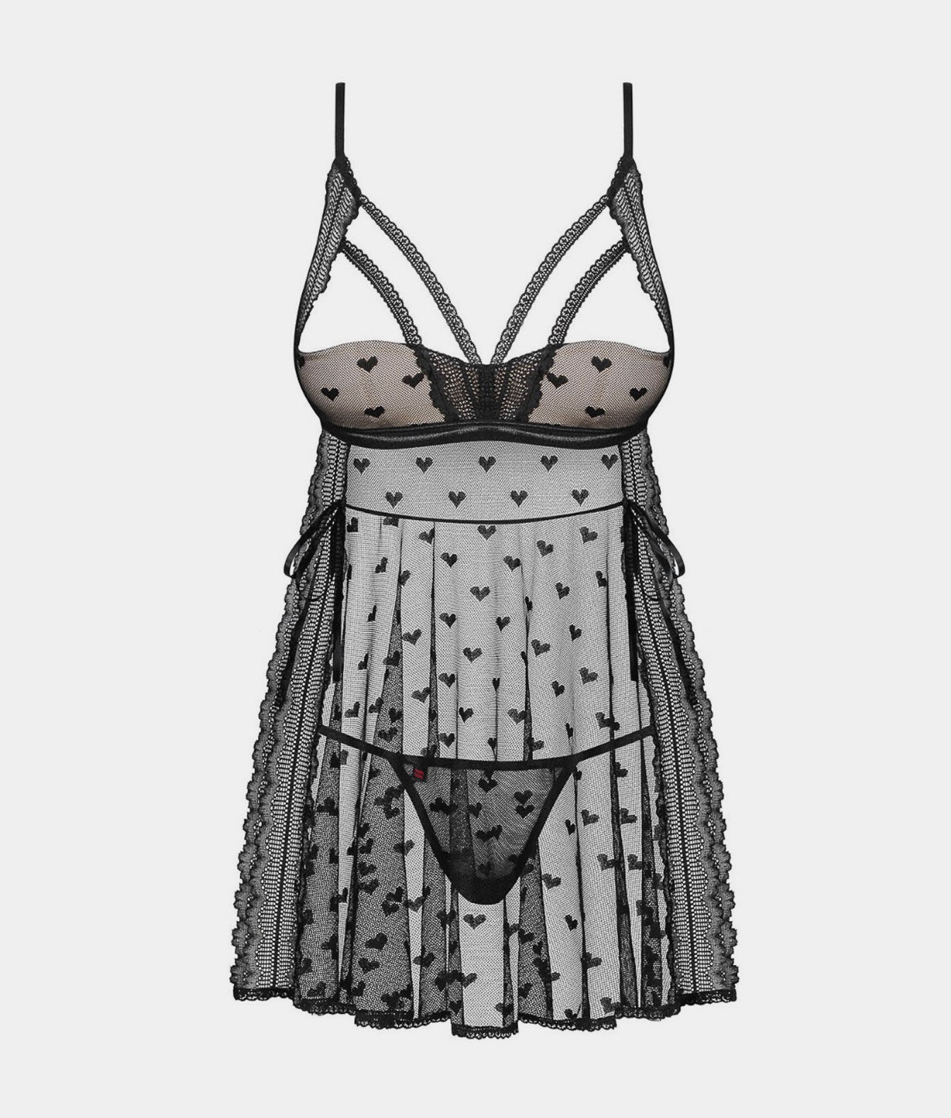 Obsessive Heartia koszulka babydoll i stringi w serduszka