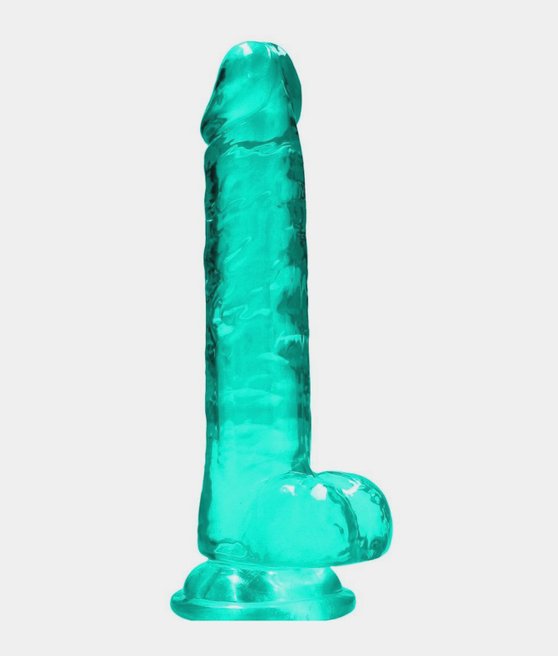 Realistic Dildo With Balls - Turquoise