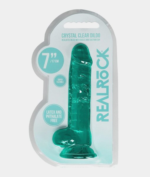 Realistic Dildo With Balls - Turquoise