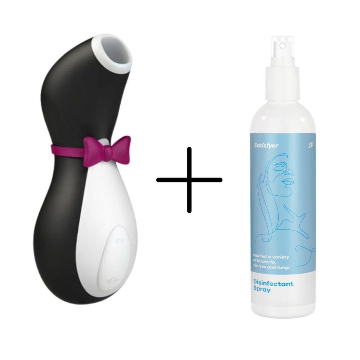 Satisfyer zestaw Penguin bezdotykowy masażer + Disinfectant spray dezynfekujący