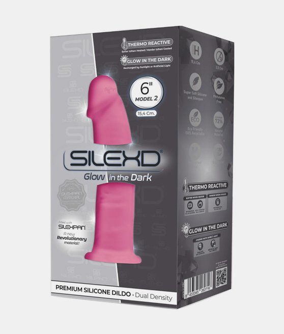 SilexD dildo świecące w ciemności z przyssawką 18 cm długości 4 cm średnica