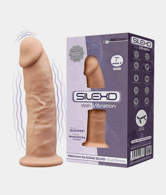 SilexD dildo z przyssawką z wibracjami 18 cm 4 cm średnica