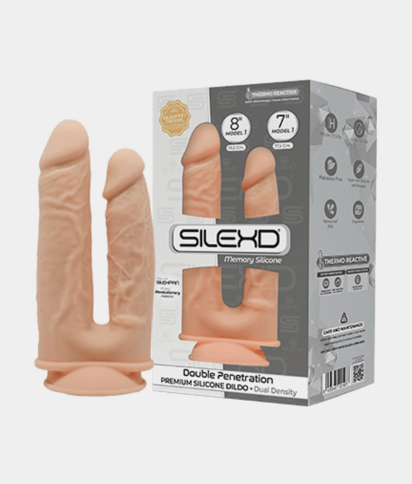 SilexD podwójne dildo z przyssawką 20 i  18 cm długości