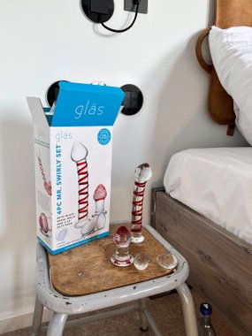 Glas Mr Swirly zestaw kulki gejszy, korek analny i dildo