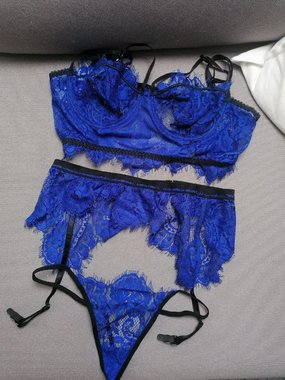 Obsessive Cobaltess półgorset, stringi i pas do pończoch