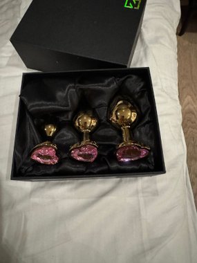 N69 zestaw serce z kryształkiem różowym