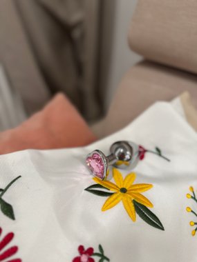 N69 Luna aluminiowy korek ozdobny z kryształkiem srebrny L