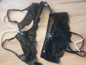 Obsessive Pearlove komplet otwarte majtki i biustonosz