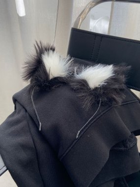 N69 opaska futrzana z uszami kostiumowa czarno biała