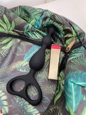 N69 Double Beads silikonowe koraliki ozdobne czarne 18,5 cm