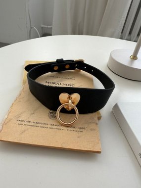 Mr. & Mrs. choker skórzany z o-ringiem czarny