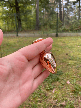 N69 korek analny aluminiowy rose gold S czarny kryształek